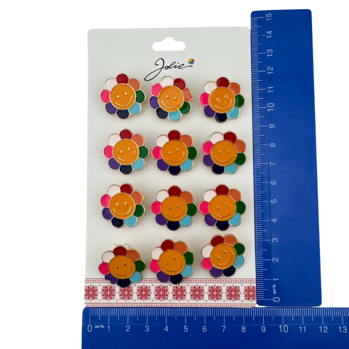 Set 12 Brose Martisor pentru Copii, Jolie, Model Floare care Zambeste, Multicolor [5]