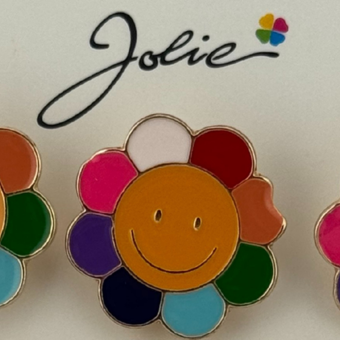 Set 12 Brose Martisor pentru Copii, Jolie, Model Floare care Zambeste, Multicolor [3]