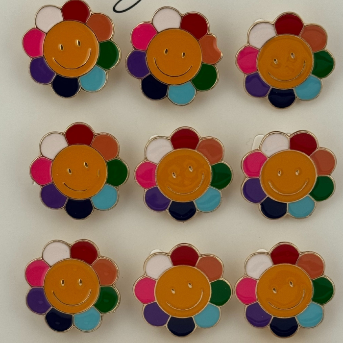 Set 12 Brose Martisor pentru Copii, Jolie, Model Floare care Zambeste, Multicolor [2]