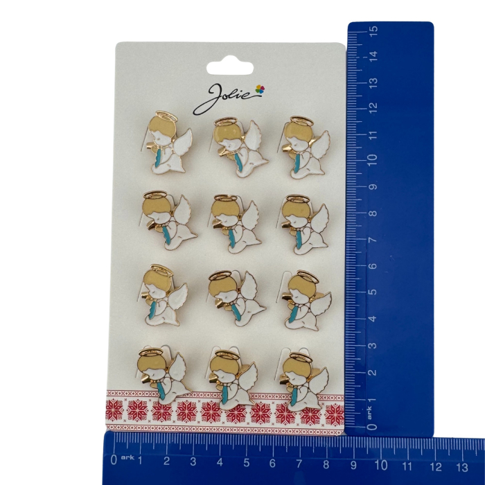 Set 12 Brose Martisor pentru Copii, Jolie, Model Ingeras, Alb [5]