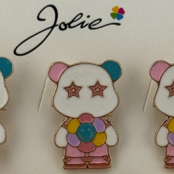 Set 12 Brose Martisor pentru Copii, Jolie, Model Urs Panda cu Floare Multicolora [2]