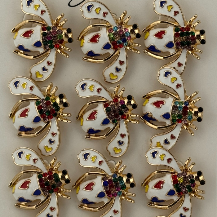Set 12 Brose Martisor Primavara, Jolie, Model Albina Alba cu Inimi Colorate, Multicolor [4]