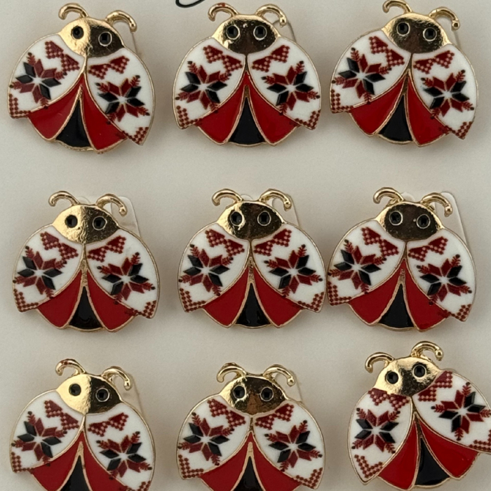 Set 12 Brose Martisor Primavara, Jolie, Model Buburuza cu Motiv Traditional [4]