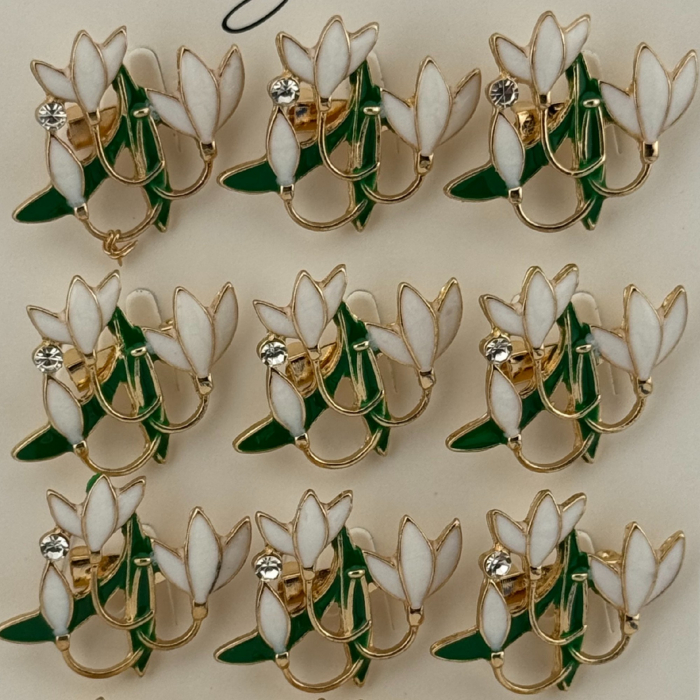 Set 12 Brose Martisor Primavara, Jolie, Model Buchet Ghiocei cu Piatra [4]