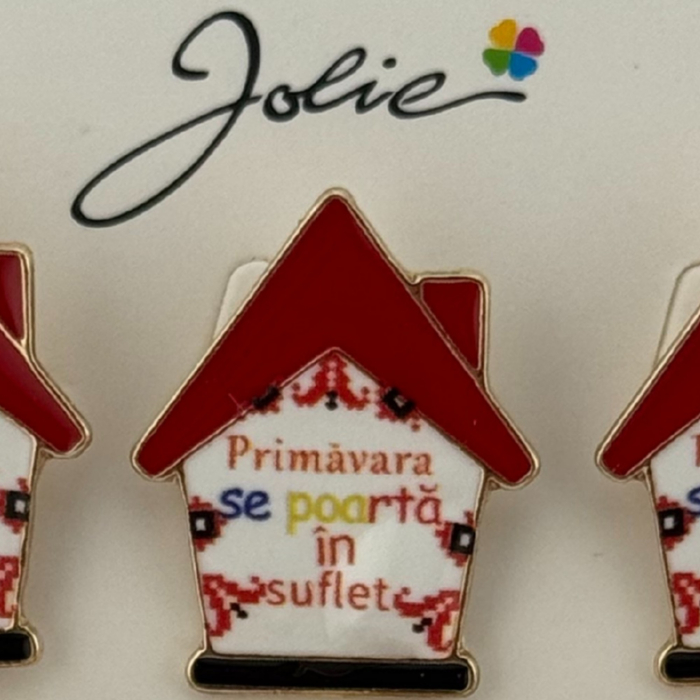 Set 12 Brose Martisor Primavara, Jolie, Model Casa, Mesaj Primavara se Poarta in Suflet, Multicolor [2]
