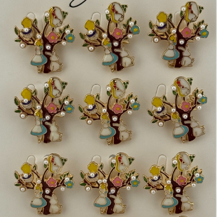 Set 12 Brose Martisor Primavara, Jolie, Model Copac, Fetita si Iepuras, Multicolor [4]