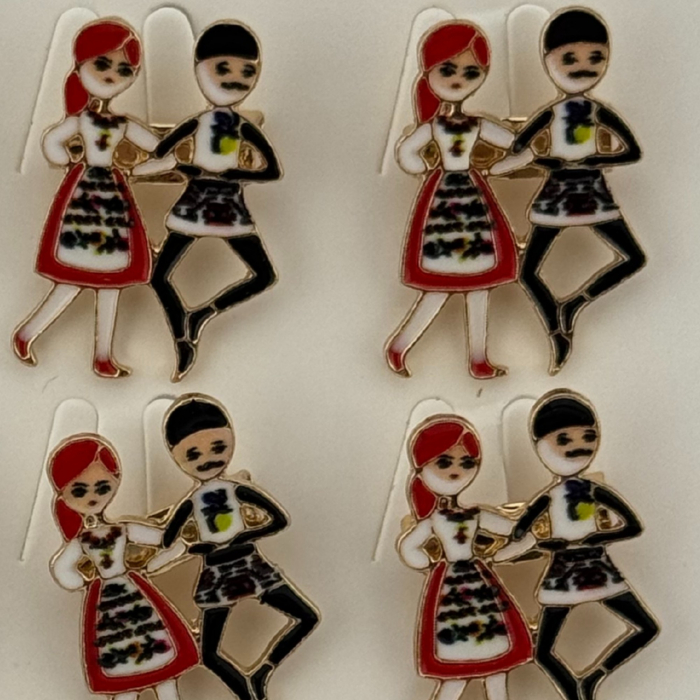 Set 12 Brose Martisor Primavara, Jolie, Model Cuplu Dansatori Traditional, Multicolor [3]