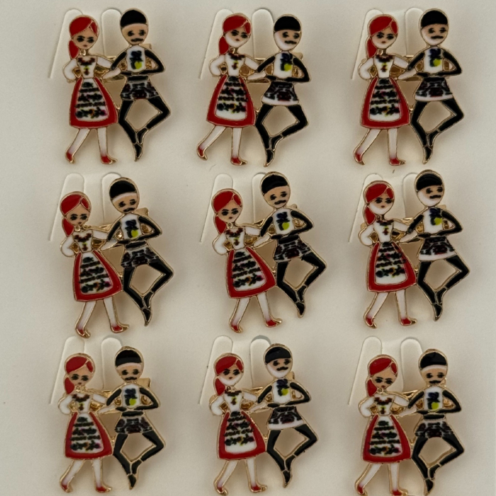 Set 12 Brose Martisor Primavara, Jolie, Model Cuplu Dansatori Traditional, Multicolor [4]