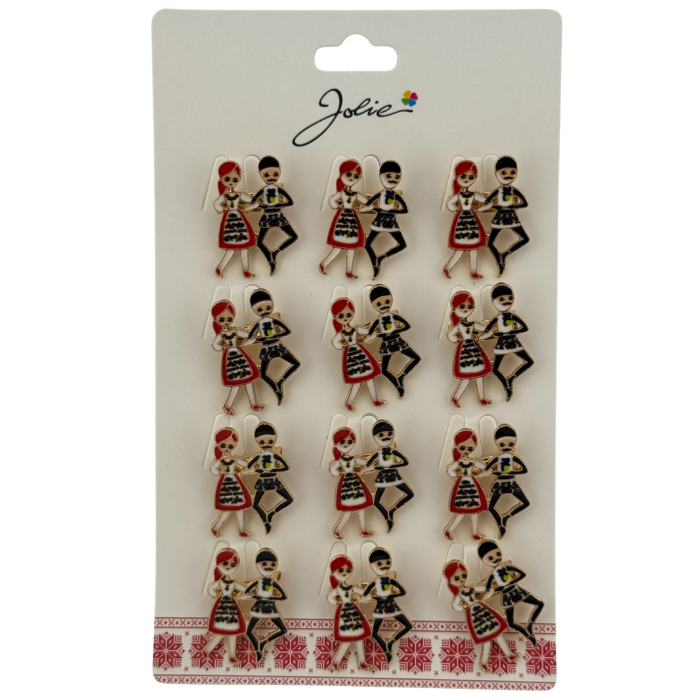 Set 12 Brose Martisor Primavara, Jolie, Model Cuplu Dansatori Traditional, Multicolor [1]