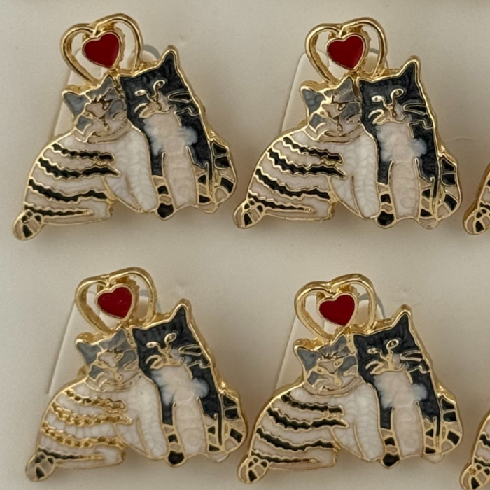 Set 12 Brose Martisor Primavara, Jolie, Model Cuplu de Pisici [3]
