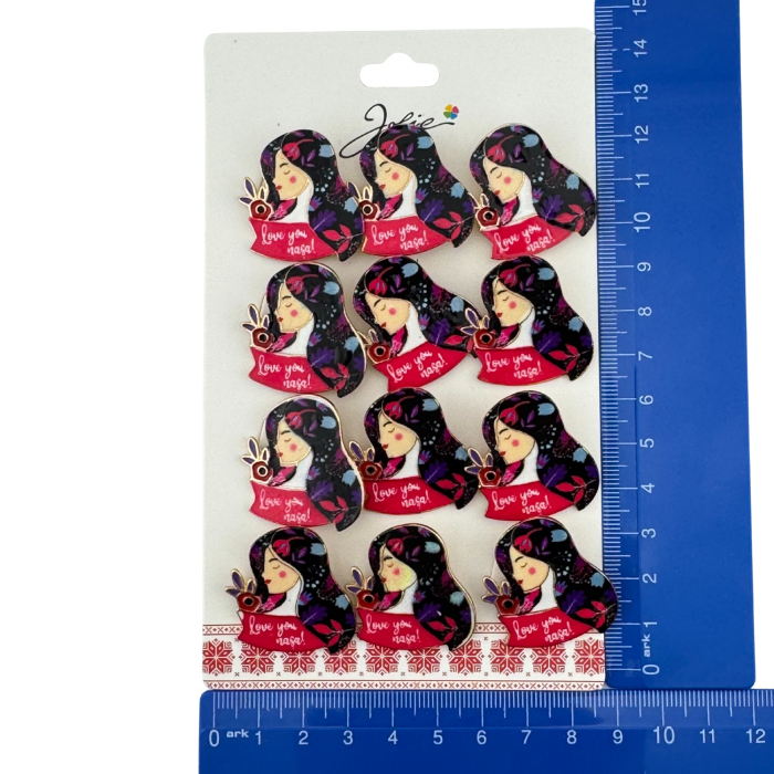 Set 12 Brose Martisor Primavara, Jolie, Model Fata, cu Mesaj Love You Nasa, Multicolor [5]
