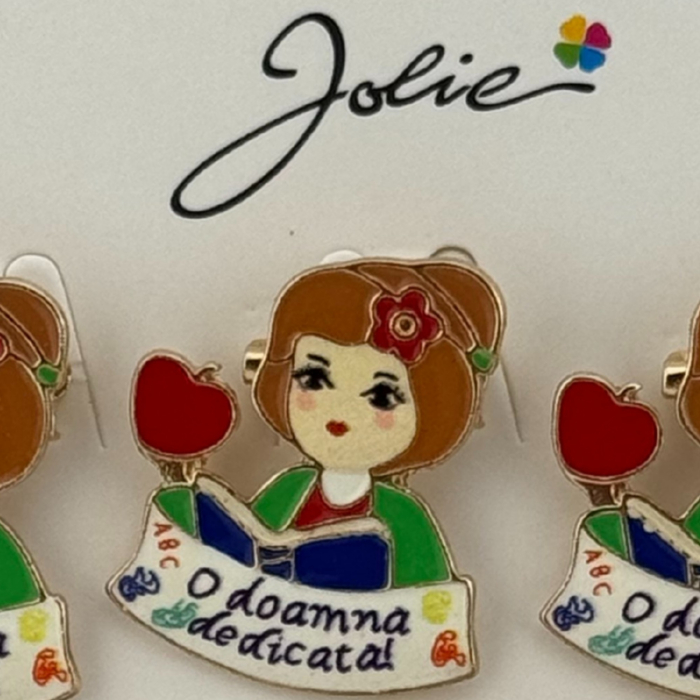 Set 12 Brose Martisor Primavara, Jolie, Model Fata, cu Mesaj O Doamna Dedicata [2]