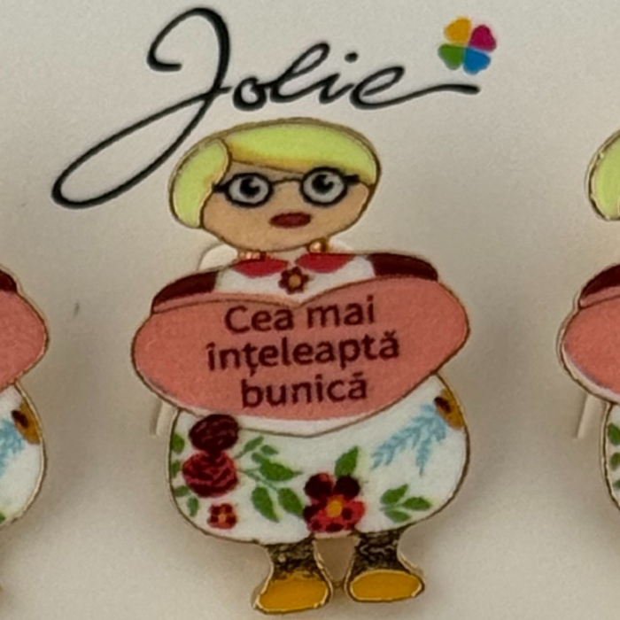 Set 12 Brose Martisor Primavara, Jolie, Model Fata, Mesaj Cea Mai Inteleapta Bunica, Multicolor [2]