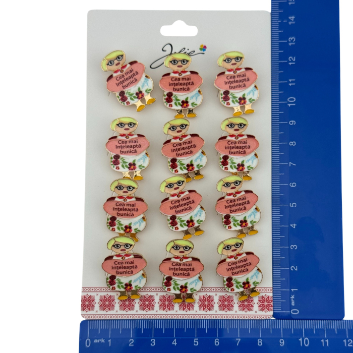 Set 12 Brose Martisor Primavara, Jolie, Model Fata, Mesaj Cea Mai Inteleapta Bunica, Multicolor [5]