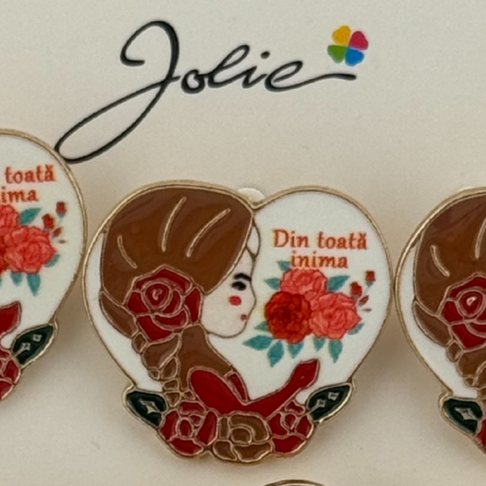 Set 12 Brose Martisor Primavara, Jolie, Model Fata, Mesaj Din Toata Inima, Multicolor [2]