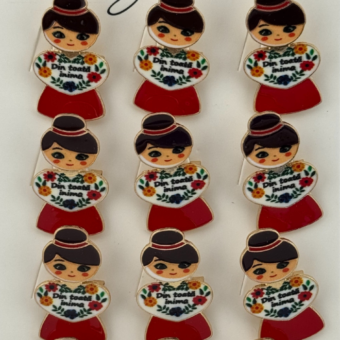 Set 12 Brose Martisor Primavara, Jolie, Model Fata, Mesaj Din Toata Inima, Multicolor [4]