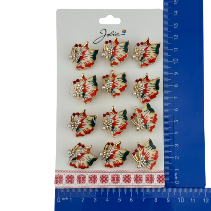 Set 12 Brose Martisor Primavara, Jolie, Model Fluture Rosu [5]