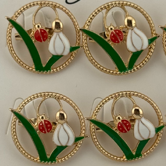 Set 12 Brose Martisor Primavara, Jolie, Model Ghiocel cu Buburuza in Cerc [3]