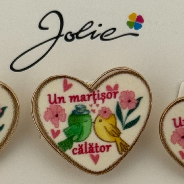 Set 12 Brose Martisor Primavara, Jolie, Model Inima, Mesaj Un Martisor Calator, Multicolor [2]