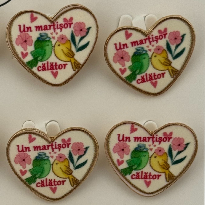 Set 12 Brose Martisor Primavara, Jolie, Model Inima, Mesaj Un Martisor Calator, Multicolor [3]