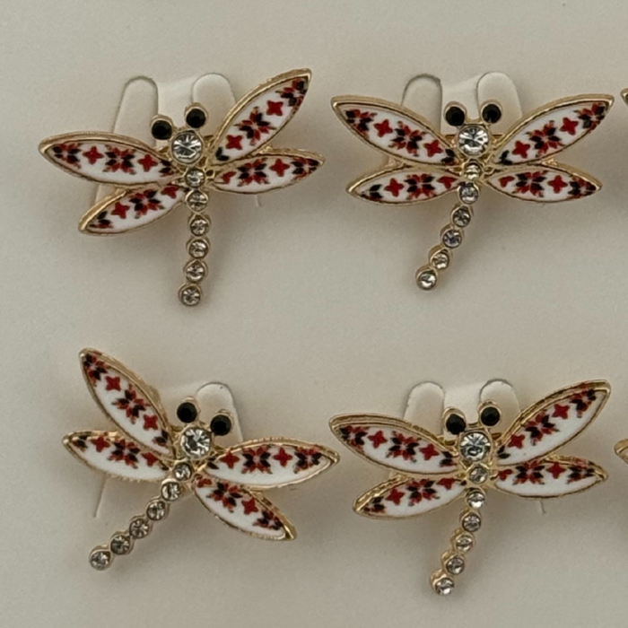 Set 12 Brose Martisor Primavara, Jolie, Model Libelula cu Motiv Traditional si Pietre [3]