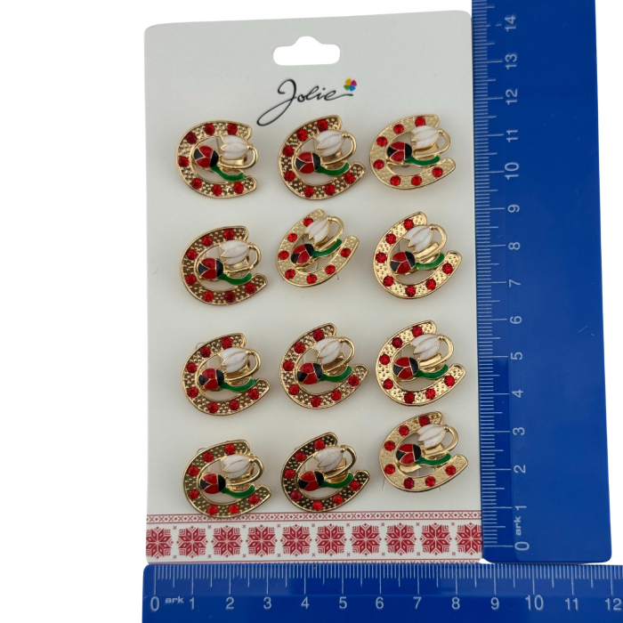 Set 12 Brose Martisor Primavara, Jolie, Model Potcoava cu Pietre, Buburuza si Floare, Multicolor [5]