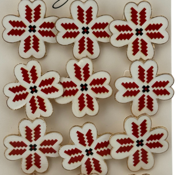 Set 12 Brose Martisor Primavara, Jolie, Model Trifoi cu Motiv Traditional Rosu [4]