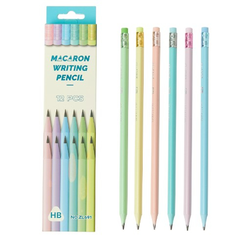 Set 12 Creioane Negre, Flippy, pentru Elevi Scoala, cu Radiera, Model Set Multicolor Pal [1]