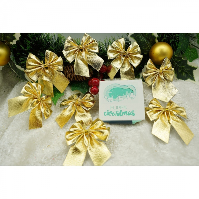 Set 12 fundite pentru brad, Aurii, 6 x 8 cm, din poliester, Flippy [5]