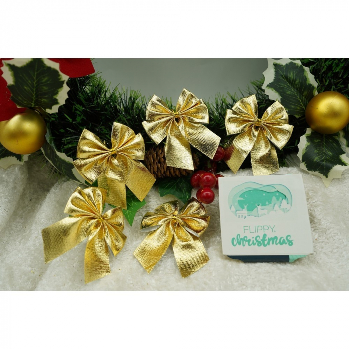 Set 12 fundite pentru brad, Aurii, 6 x 8 cm, din poliester, Flippy [4]