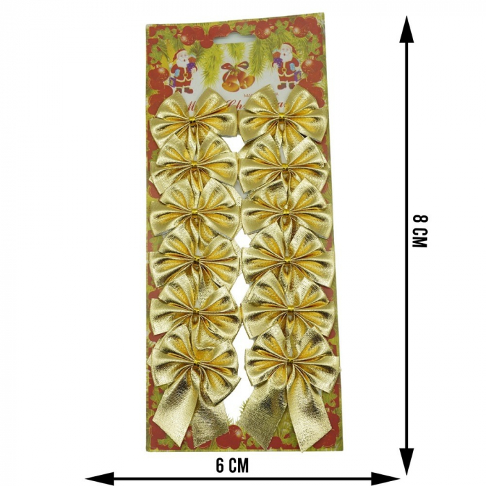 Set 12 fundite pentru brad, Aurii, 6 x 8 cm, din poliester, Flippy [6]