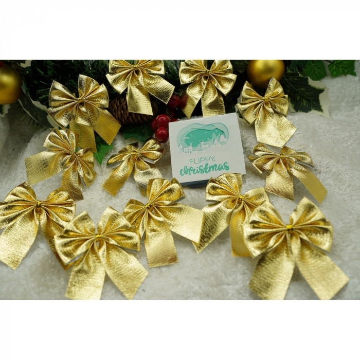 Set 12 fundite pentru brad, Aurii, 6 x 8 cm, din poliester, Flippy [3]