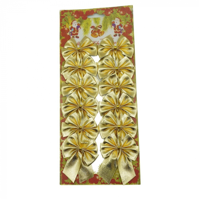 Set 12 fundite pentru brad, Aurii, 6 x 8 cm, din poliester, Flippy [1]