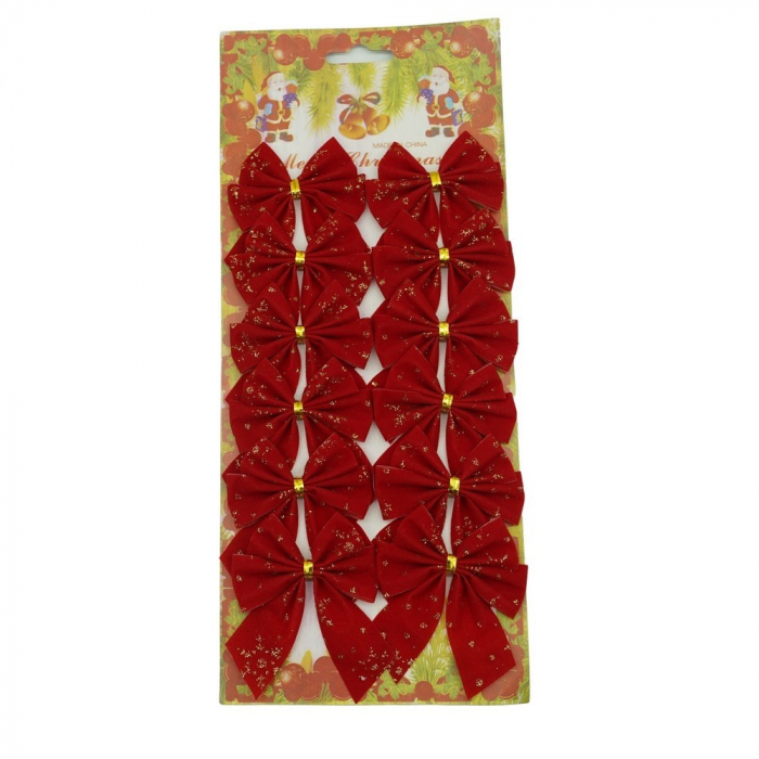 Lichidare Set 12 fundite pentru brad, Rosii, 6 x 8 cm, din poliester, Flippy [3]