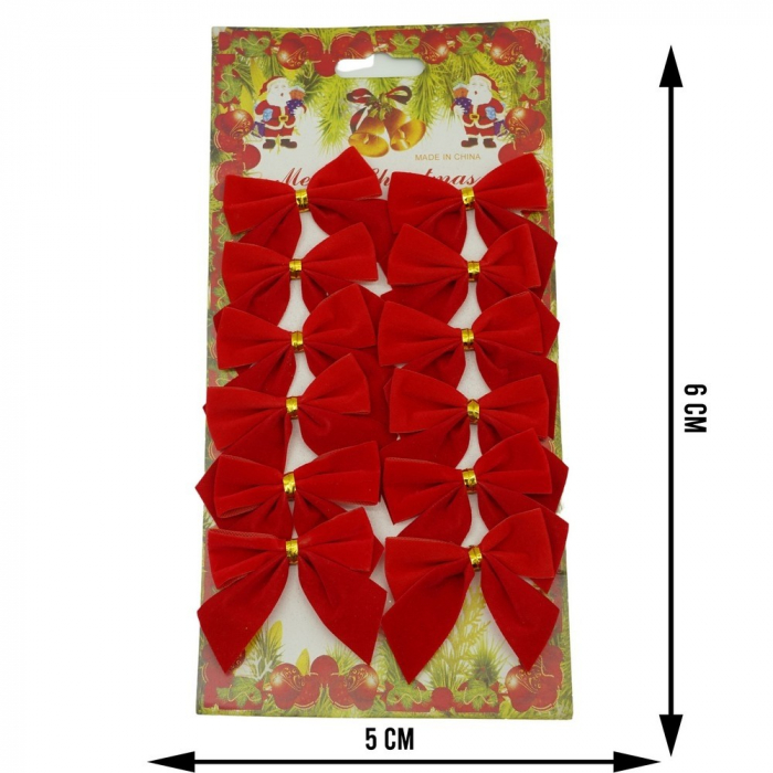 Set 12 fundite pentru brad, Rosii, clasice , 5 x 5 cm, din poliester, Flippy [6]