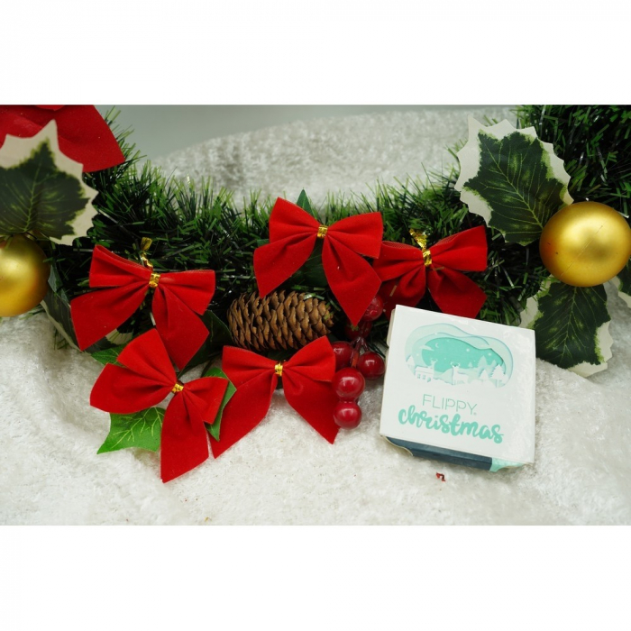 Set 12 fundite pentru brad, Rosii, clasice , 5 x 5 cm, din poliester, Flippy [4]