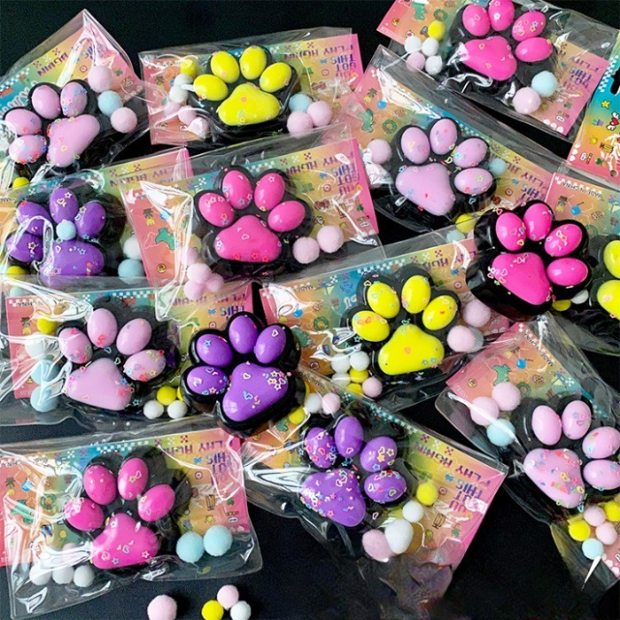 Set 12 Jucarii Antistres Squishy, Flippy, cu Revenire Lenta, Model Labuta de Pisica, 6.8x6.2 cm, 55g, Ambalaj Transparent, 4 Culori [4]