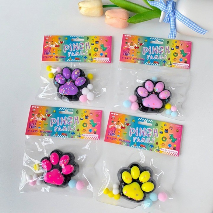 Set 12 Jucarii Antistres Squishy, Flippy, cu Revenire Lenta, Model Labuta de Pisica, 6.8x6.2 cm, 55g, Ambalaj Transparent, 4 Culori [7]