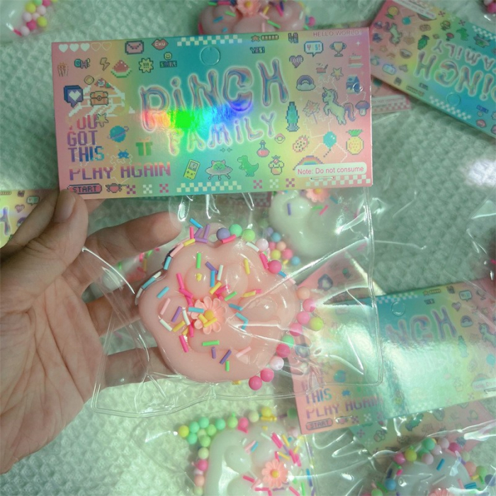 Set 12 Jucarii Antistres Squishy, Flippy, cu Revenire Lenta, Model Labuta de Pisica, 6x6 cm, 45g, Ambalaj Transparent, Alb+Roz [4]