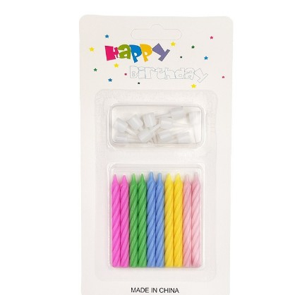 Set 12 Lumanari de Tort, Flippy, Model Spirala cu Suport, Party, 6.5 cm, din Parafina, Multicolor [1]