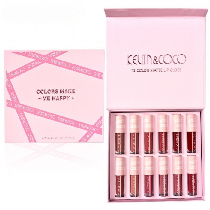 Set 12 rujuri mate, rezistente la transfer, Kevin&amp;Coco, 1.85 ml, Cutie Roz [5]