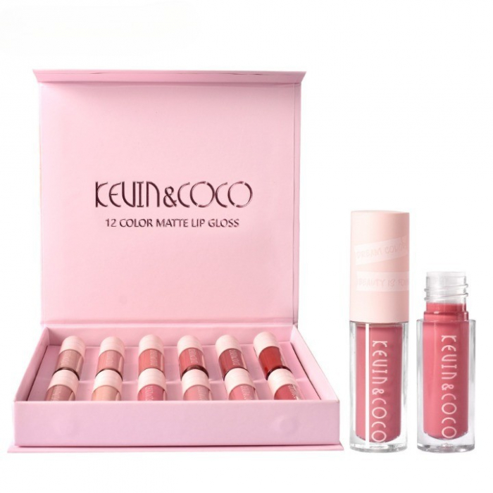 Set 12 rujuri mate, rezistente la transfer, Kevin&amp;Coco, 1.85 ml, Cutie Roz [4]