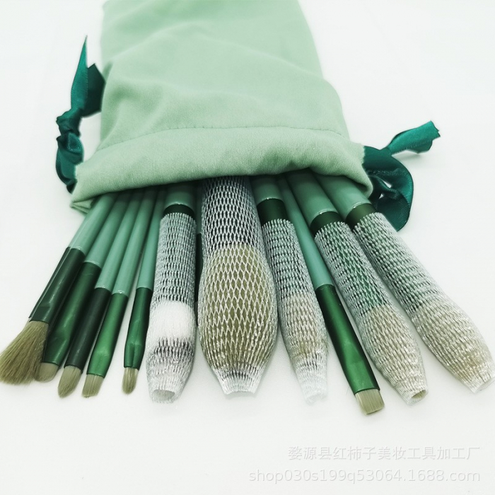 Set 13 pensule pentru machiaj, Flippy, super soft, makeup profesional/incepatori, verde [10]
