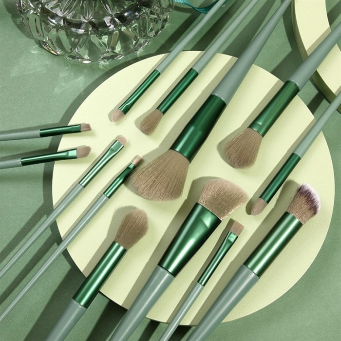 Set 13 pensule pentru machiaj, Flippy, super soft, makeup profesional/incepatori, verde [3]