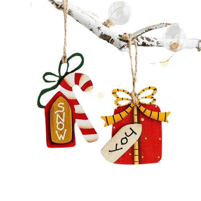 Set 14 Decoratiuni de Craciun, Flippy, pentru Brad, 5 - 9.5 cm, din Lemn, Multicolor [4]
