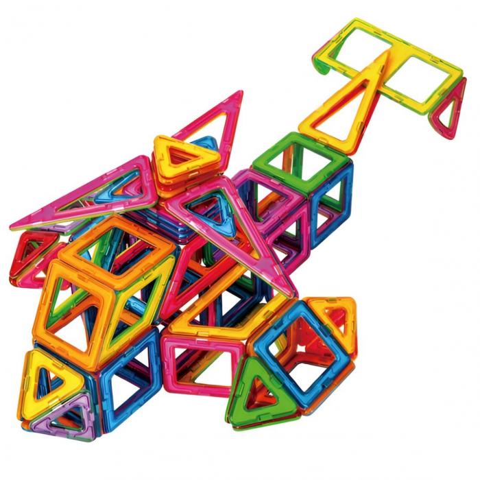 Set 148 Piese Magnetice de Constructie, Flippy, Piese Medii, Magnetic Blocks, Forme Geometrice, 3 Ani, ABS, Magnet, 25 x 17.8 x 10 cm, Multicolor [1]