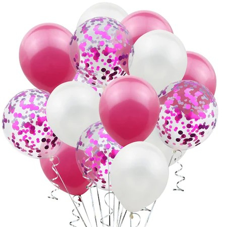 Set 15 baloane pentru petrecere, Flippy, alb/roz, 30 cm [1]