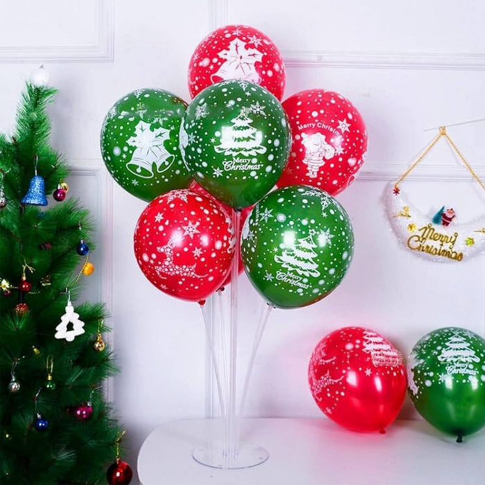 Set 16 Baloane din Latex, Flippy, Model Merry Christmas, Tematica Craciun, 25 cm, Verde Rosu [3]
