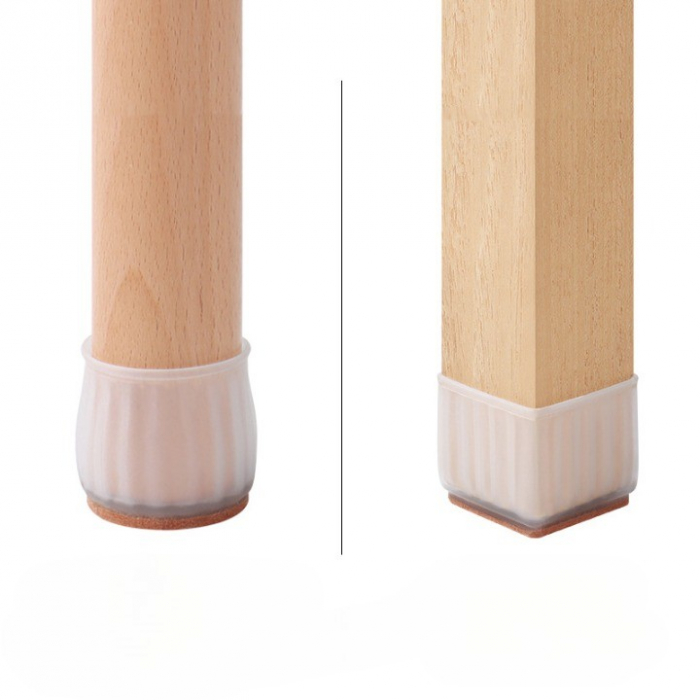 Lichidare Set 16 Protectii pentru Picioare Scaun si Podea, Flippy, Universale din Silicon, Model Patrat, Alb Transparent [3]