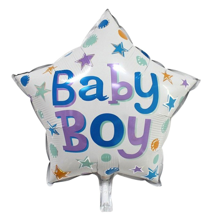 Set 2 Baloane din Folie Metalizata, Flippy, Figurine Stea si Cerc, Tema Botez Baietel, 45 cm, Ambalaj Individual, Pai Inclus, Umflare cu Aer sau Heliu, Albastru [3]